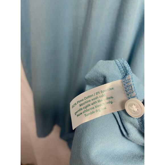 Criquet Polo Shirt Mens‎ XL Sky Blue Pima Cotton Spandex Golf Athletic Stretch - Picture 4 of 4